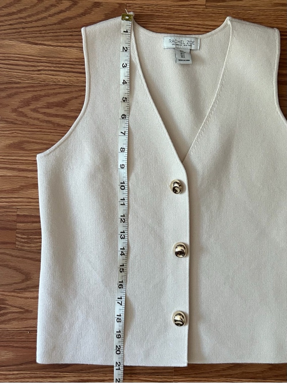 Rachel Zoe Light Cream Sleeveless Button Front Knit Vest Top - Picture 7 of 8